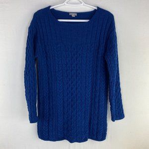 JJill Womens Sweater Size Small Blue Cable Knit Tunic Crew Neck
